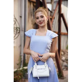 U Yaka Prenses Elbise Mavi S255101 (Beden: M)