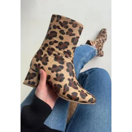 Birta Leopar Cilt Streç Topuklu Bot (Numara: 36)