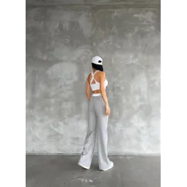 Garnili Bol Paça Pantolon Gri (Beden: Standart)