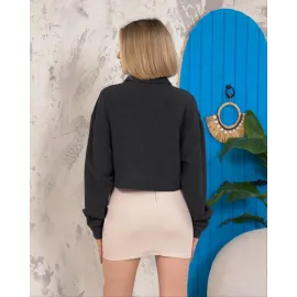 Kemer Cepli Keten Crop Gömlek Siyah S255350 (Beden: M)