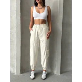 Jogger Lastik Paça Pantolon Bej (Beden: M)