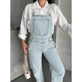 Pantolon Kar Yıkama Salopet Mavi D2514 (Beden: 40)