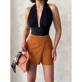 Kapaklı Şort Etek Camel S208 (Beden: L)