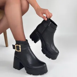 Pinma Siyah Cilt Topuklu Bot (Numara: 40)