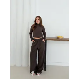 Balıkçı Yaka Örme Takım Kahve St265865 (Beden: S)