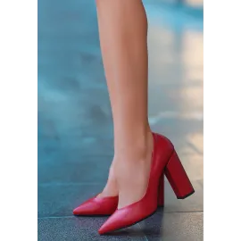 Giort Kırmızı Cilt Topuklu Ayakkabı (Numara: 39)