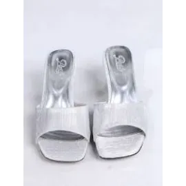 Luart Gümüş Simli Topuklu Terlik (Numara: 39)