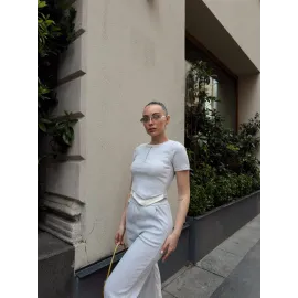 Düğme Yakalı Gri Alt Üst Takım S3943 (Beden: M)