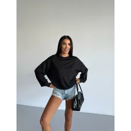 2 İplik Bisiklet Yaka Sweat Siyah F2339 (Beden: M)