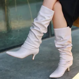 Zelya Bej Cilt Topuklu Çizme (Numara: 40)