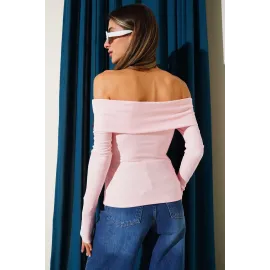 Madonna Yaka Düğmeli Bluz Pembe T4329 (Beden: M)