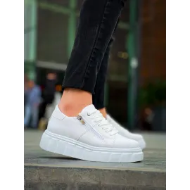 Kb-X155 Kuback Beyaz Cilt Detaylı Beyaz Yüksek Taban Günlük Spor Ayakkabı (Numara: 43)