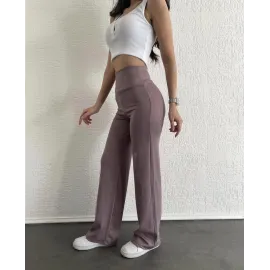 Fitilli Palazzo Pantolon Sütlükahve (Beden: S)