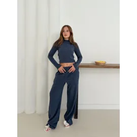 Balıkçı Yaka Örme Takım Lacivert St265865 (Beden: L)