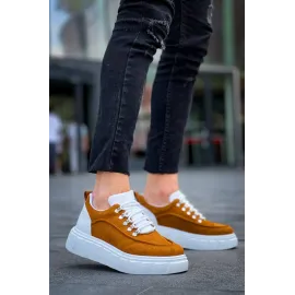 Kb-X10 Kuback Taba Süet Beyaz Yüksek Taban Günlük Spor Ayakkabı (Numara: 41)