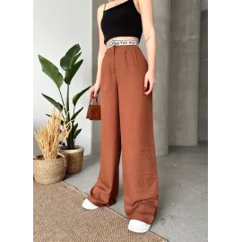 Flamlı Kahve Pantolon (Beden: M)