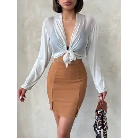 Çift Yırtmaçlı Etek Camel S25910 (Beden: M)