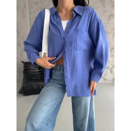 Modal Oversize Cepli Gömlek Mavi (Beden: Standart)