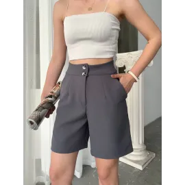 Double Çift Düğmeli Şort Gri (Beden: S)