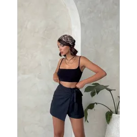 Brodeli Şort Etek S255075 Siyah (Beden: Xl)