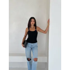 Ottoman Toka Askılı Bluz Siyah S4194 (Beden: M)