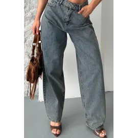 Baggy Kar Yıkama Eskitme Kahve Jeans Pantolon D2007 (Beden: 36)