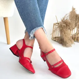 Doran Kırmızı Cilt Topuklu Ayakkabı (Numara: 39)