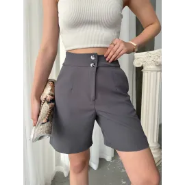 Double Çift Düğmeli Şort Gri (Beden: S)