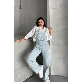 Pantolon Kar Yıkama Salopet Mavi D2514 (Beden: 40)