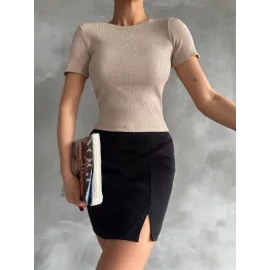 Taş Baskılı Kaş Korse Bluz Bej (Beden: Standart)