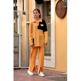 Kuş Gözü Triko Takım Hardal (Beden: Standart)