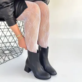 Tendy Siyah Cilt Topuklu Bot (Numara: 38)