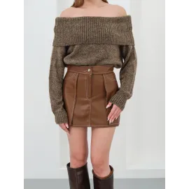 Kontrast Deri Etek Kahve W260015 (Beden: Xl)