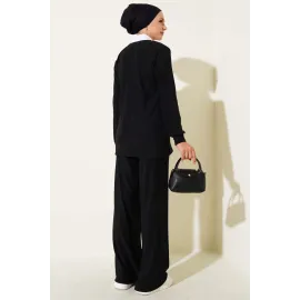 Gömlek Yaka Fitilli Salaş İkili Takım Siyah T4300 (Beden: Xl)