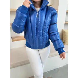 Puffer Kısa Mont Mavi St25534 (Beden: L)