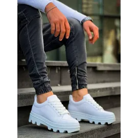 Kb-056 Kuback Beyaz Cilt Beyaz Yüksek Taban Günlük Spor Ayakkabı (Numara: 44)