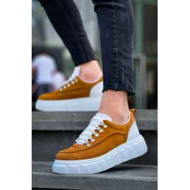 Kb-X10 Kuback Taba Süet Beyaz Yüksek Taban Günlük Spor Ayakkabı (Numara: 40)