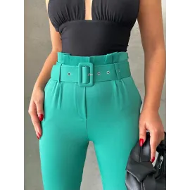 Kemerli Havuç Pantolon Yeşil (Beden: S)