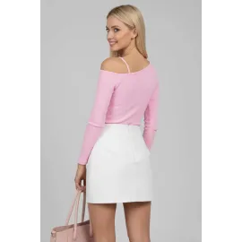 Tek Omuz İpli Bluz Pembe T4328 (Beden: Xl)