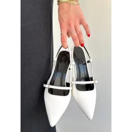 Darina Beyaz Cilt Topuklu Ayakkabı (Numara: 37)