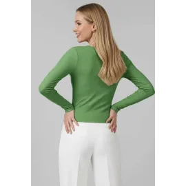 Çıtçıt Detaylı Bluz Yeşil T4343 (Beden: L)
