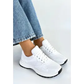 Slar Beyaz Cilt Bağcıklı Spor Ayakkabı (Numara: 38)