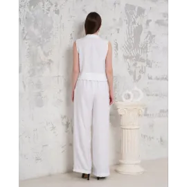 Broşlu Yelek Pantolon Takım Beyaz S255821 (Beden: S)
