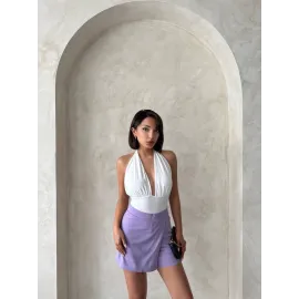 Kapaklı Şort Etek Lila S208 (Beden: M)