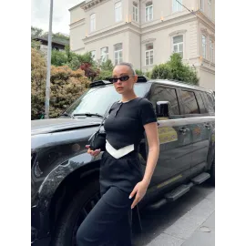 Düğme Yakalı Siyah Alt Üst Takım S3943 (Beden: S)