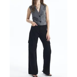 Kargo Cep Jeans Pantolon Siyah (Beden: 34)