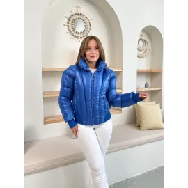 Puffer Kısa Mont Mavi St25534 (Beden: L)