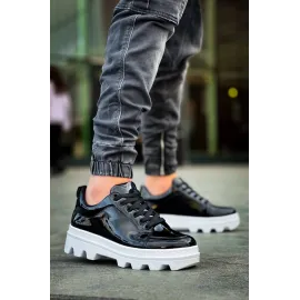 Kb-056 Kuback Siyah Rugan Beyaz Yüksek Taban Günlük Spor Ayakkabı (Numara: 42)