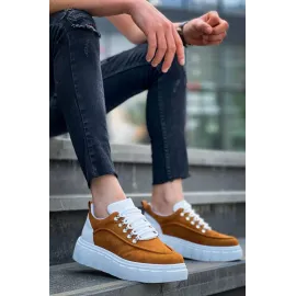 Kb-X10 Kuback Taba Süet Beyaz Yüksek Taban Günlük Spor Ayakkabı (Numara: 40)