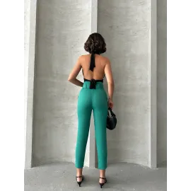 Kemerli Havuç Pantolon Yeşil (Beden: S)